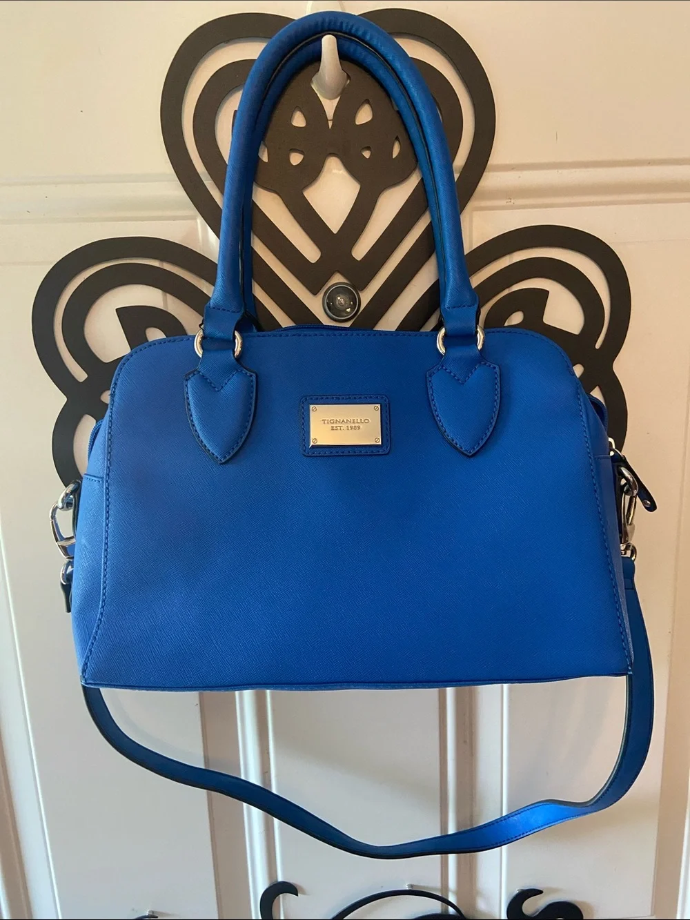Tignanello Saffiano Satchel in Bright Blue